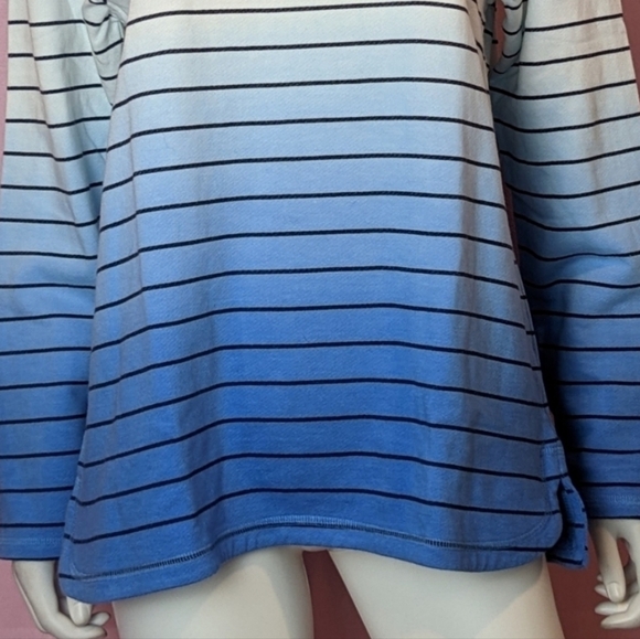 Talbots White and Blue Ombre Striped 1/4 Zip Pullover Jacket size Large - Picture 3 of 7